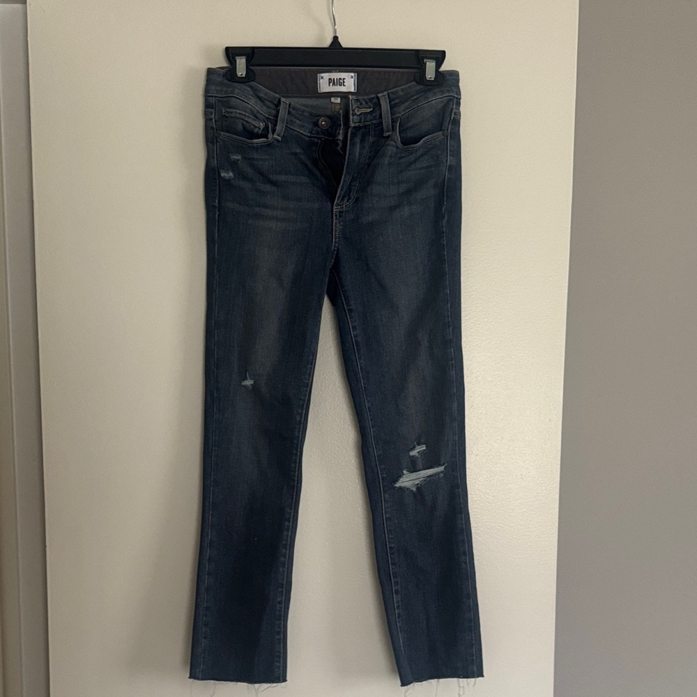 PAIGE Women's Distressed Straight-Leg Jeans